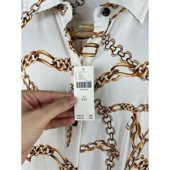 NWT Anthro Maeve Short Sleeve Printed Gold Chain Shirt Maxi Dress‎ - Picture 7 of 12